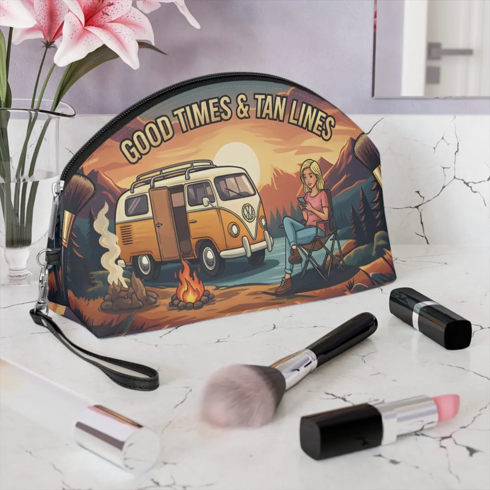 Makeup Bag — "Good Times And Tan Lines" campervan quoted