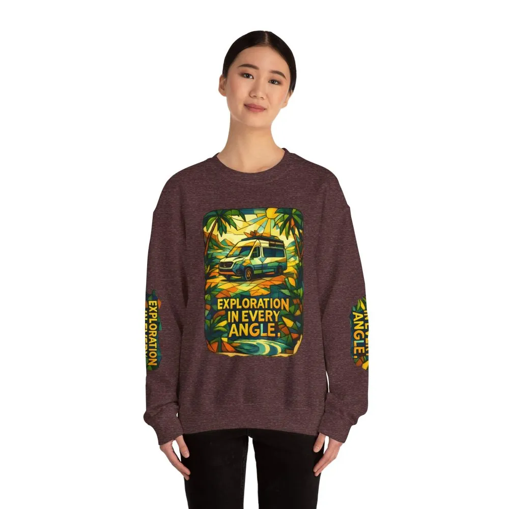 Unisex Heavy Blend™ Crewneck Sweatshirt — "Exploration In Every Angle" Design Cubic-Line