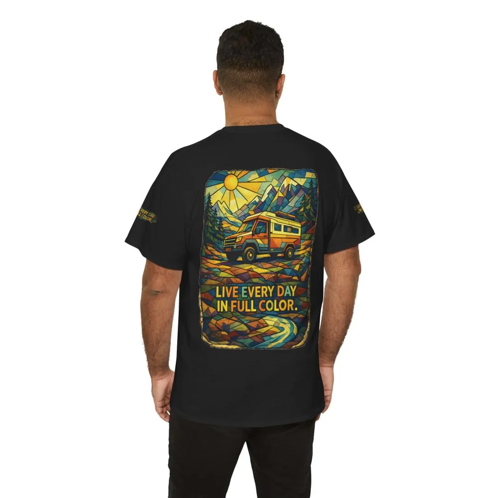 9466947767697497215_2048.jpeg Unisex Heavy Cotton Tee — "Live Life Every Day In Full Color" Design Cubic-Line