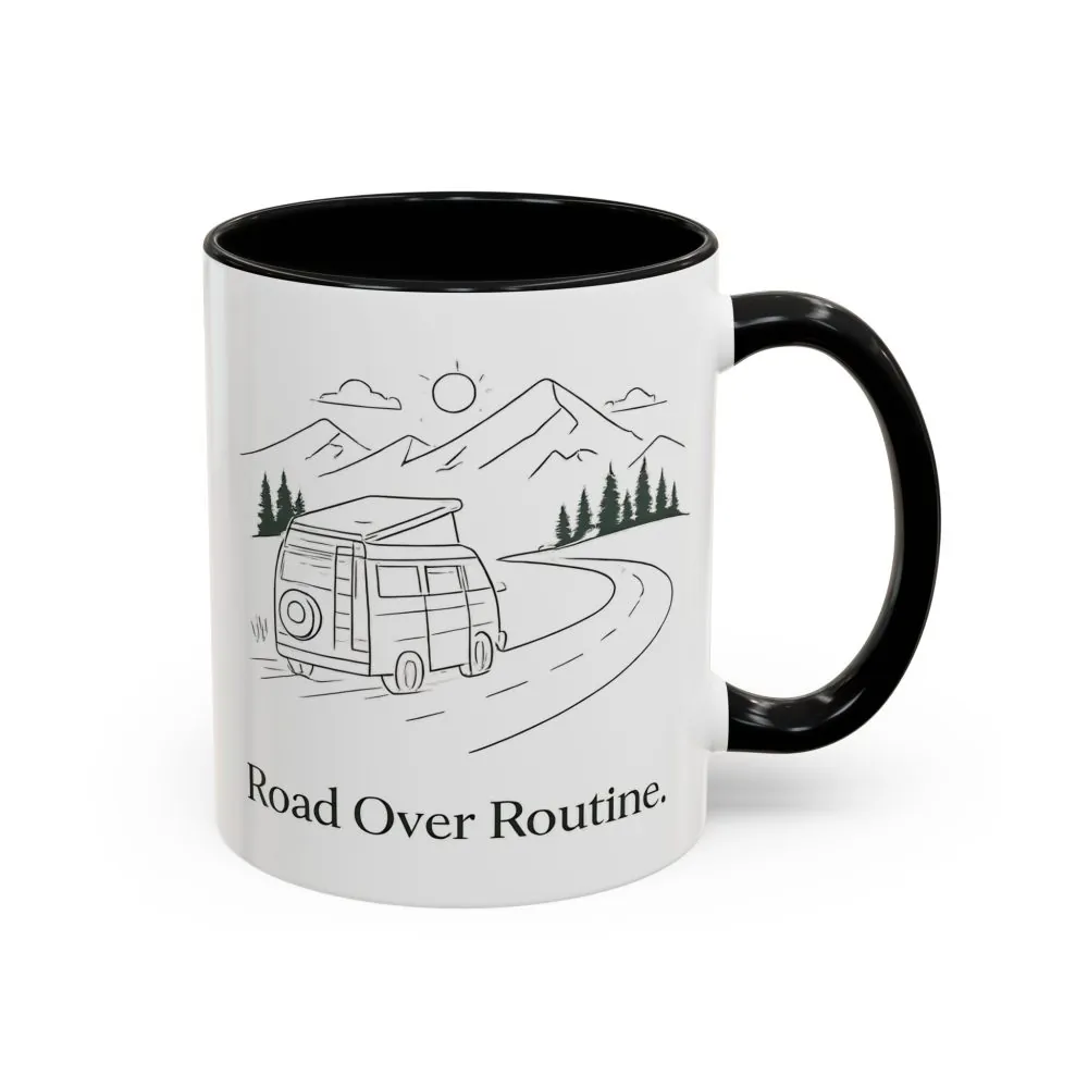 9469267237371538026_2048.jpeg Accent Coffee Mug (11, 15oz) — "Road Over Routine" Design Minimal-Line