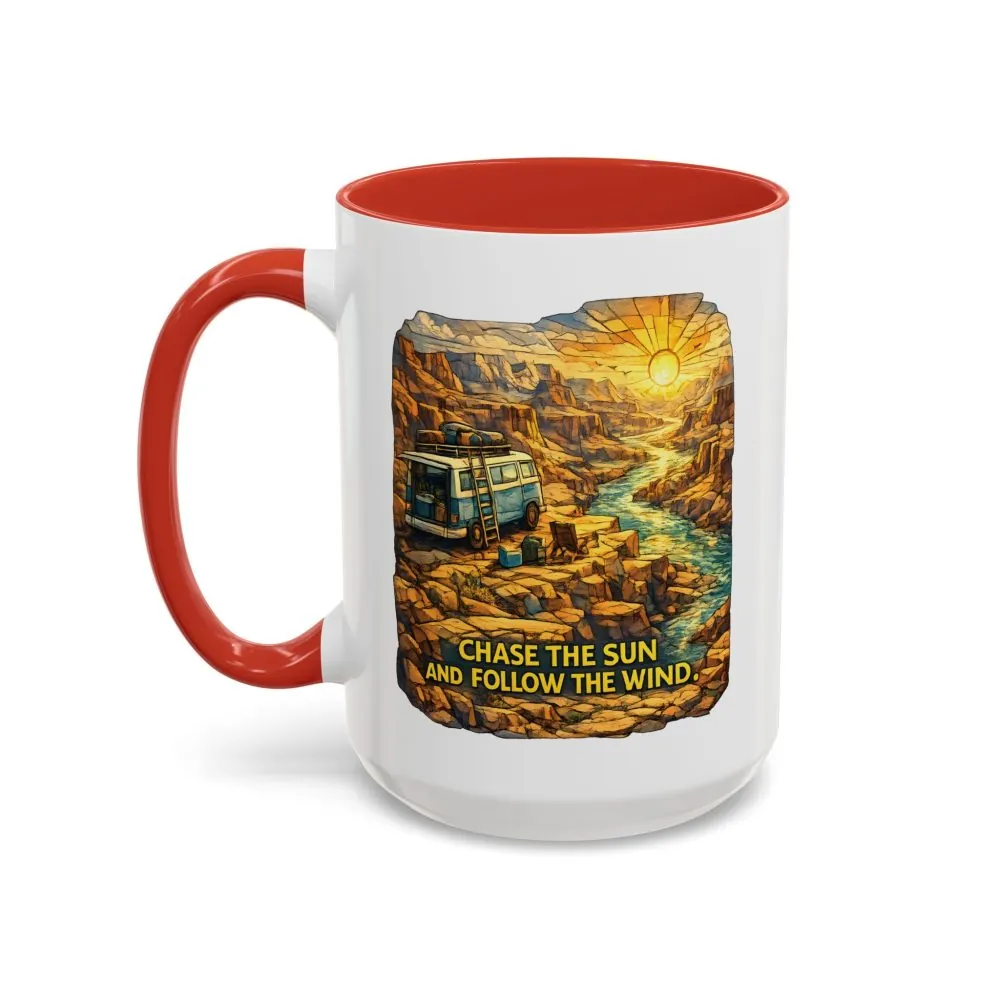 9478038260153734433_2048.jpeg Accent Coffee Mug (11, 15oz) — "Chase The Sun And Follow The Wind" Design Cubic-Line