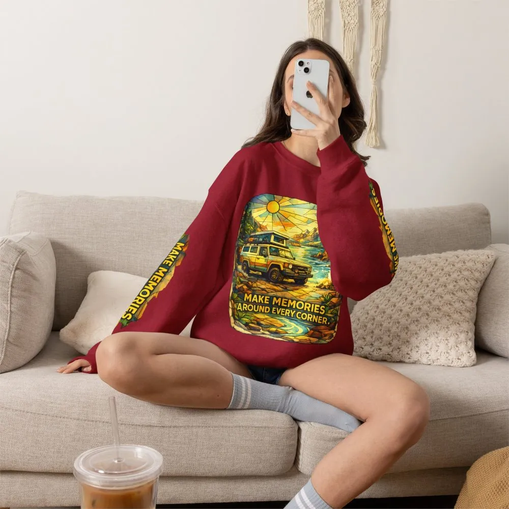 9479953500681633675_2048.jpeg Unisex Heavy Blend™ Crewneck Sweatshirt — "Make Memories Around Every Corner" Design Cubic-Line