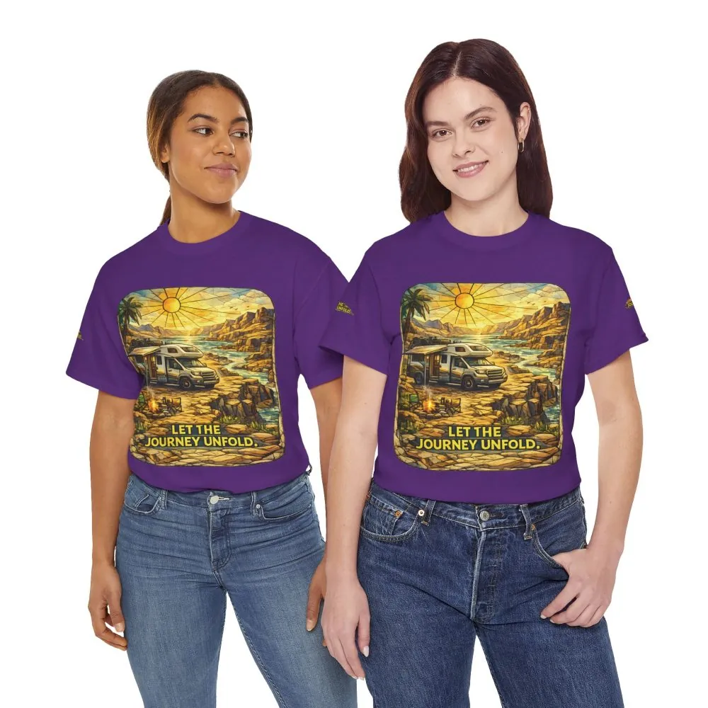 Unisex Heavy Cotton Tee — "Let The Journey Unfold" Design Cubic-Line