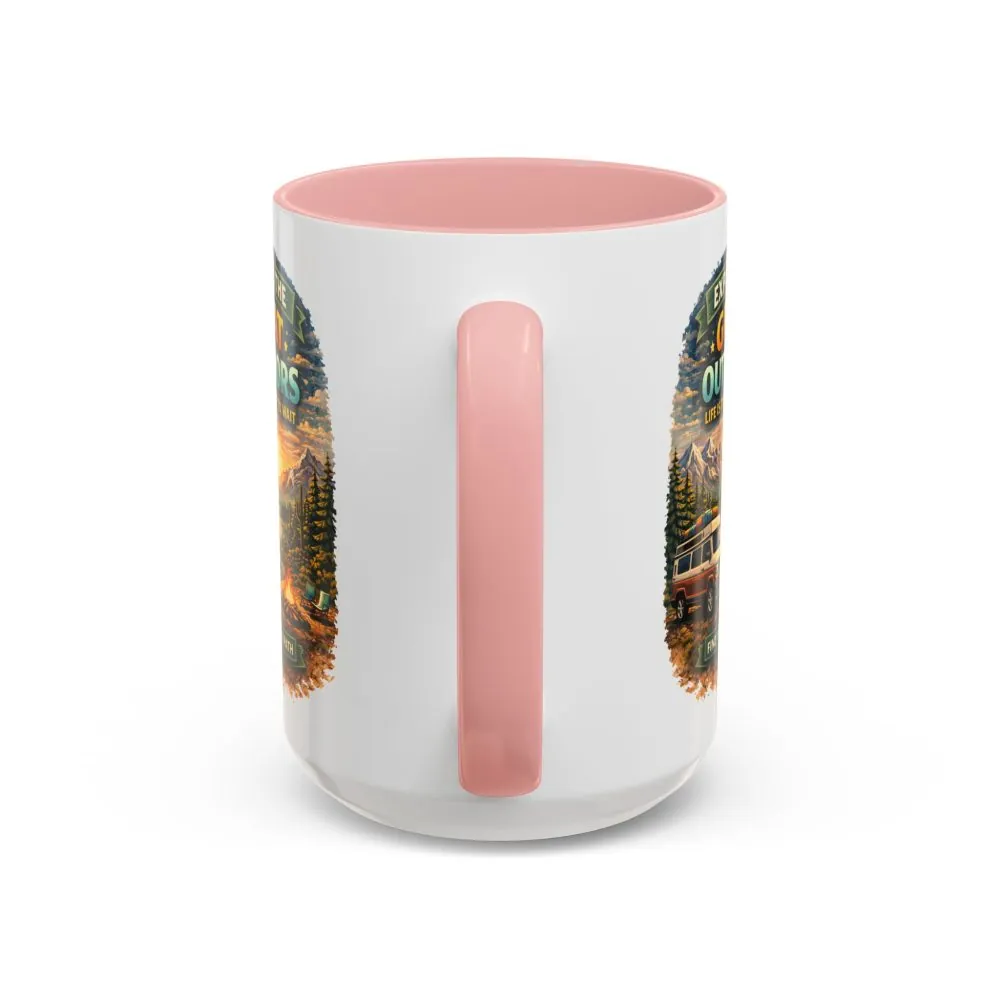 Accent Coffee Mug (11, 15oz) — "Explore The Great Outdoors" Design Scenic-Line