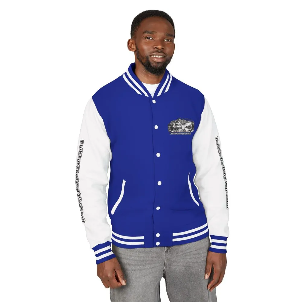Unisex Heavyweight Letterman Jacket — "Built For The Long Way North" Travel Varsity Coat