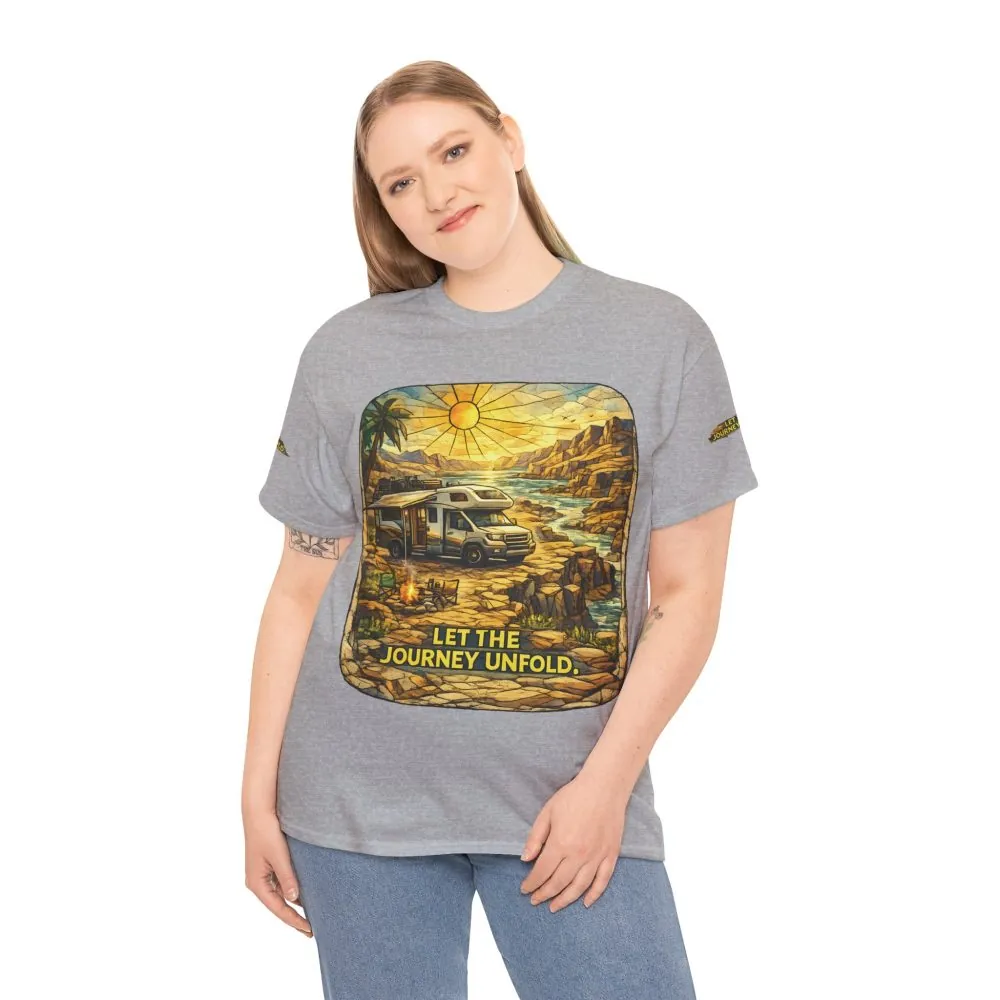 Unisex Heavy Cotton Tee — "Let The Journey Unfold" Design Cubic-Line