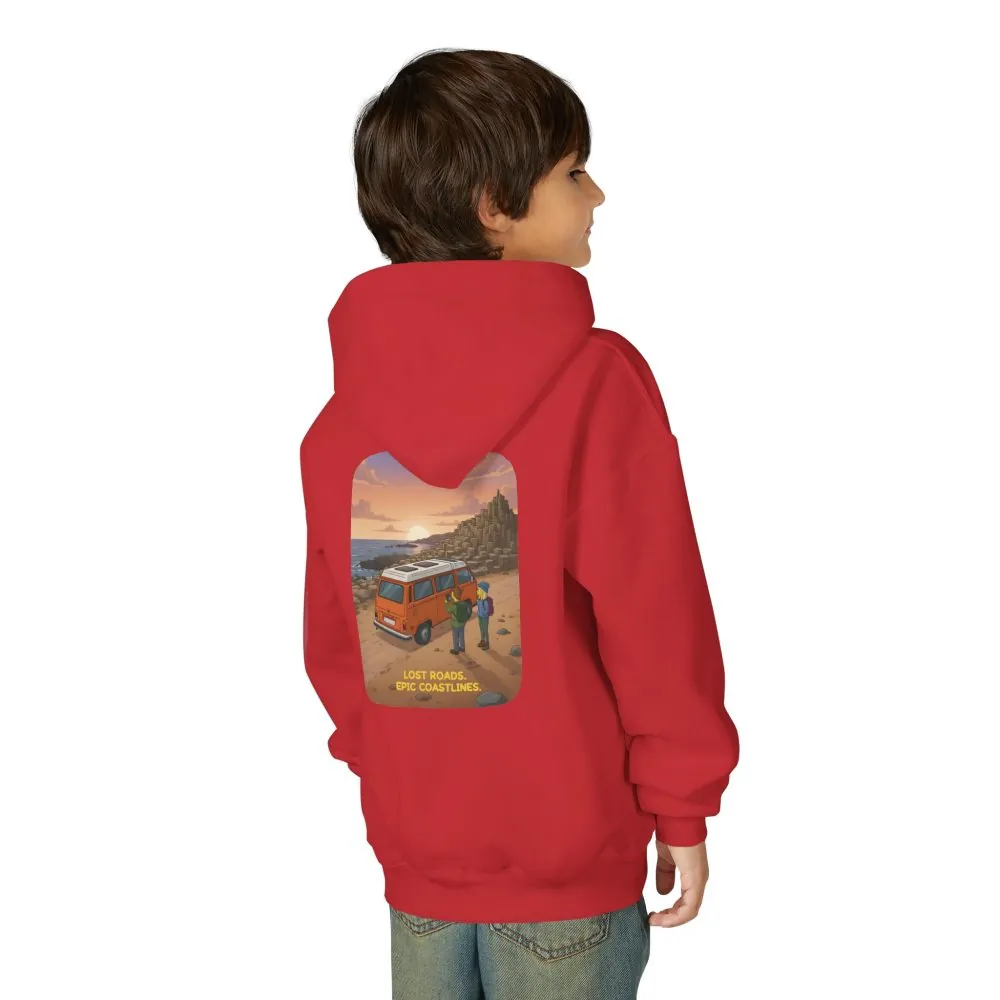 Youth Hoodie(Gildan) – "Lost Roads Epic Coastlines" (Design Sitcom-Line)
