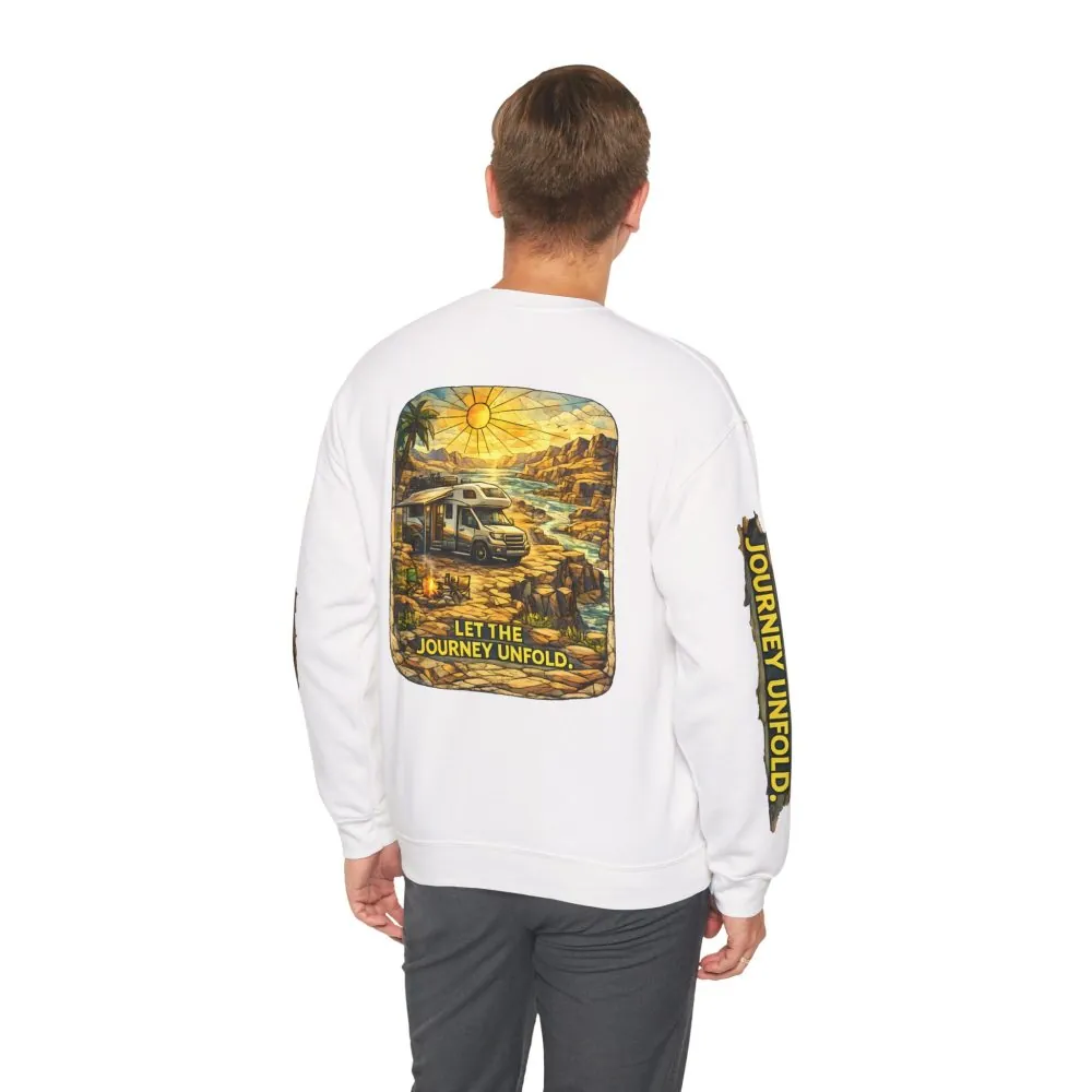 9496357796516792560_2048.jpeg Unisex Heavy Blend™ Crewneck Sweatshirt — "Let The Journey Unfold" Design Cubic-Line