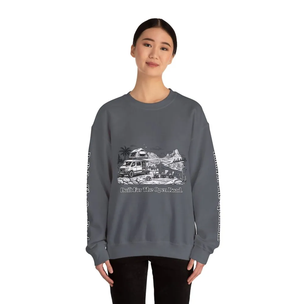 9497501911241885317_2048.jpeg Unisex Heavy Blend™ Crewneck Sweatshirt — "Built For The Open Road" Design Minimal-Line