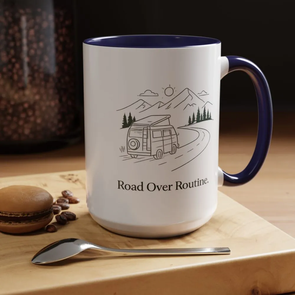 9497954242818727206_2048.jpeg Accent Coffee Mug (11, 15oz) — "Road Over Routine" Design Minimal-Line
