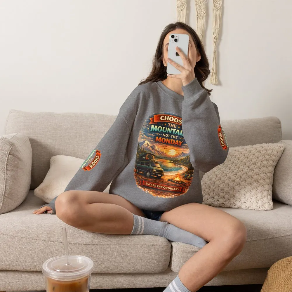 Unisex Heavy Blend™ Crewneck Sweatshirt — "Choose The Mountens" Design Scenic-Line