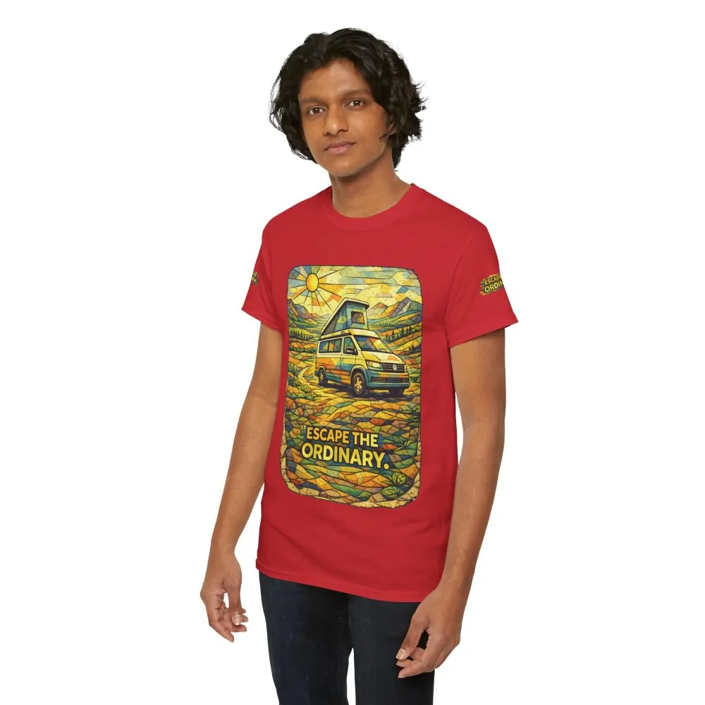 Unisex Heavy Cotton Tee — "Escape The Ordinary" Design Cubic-Line