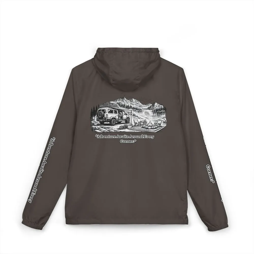 Unisex Full-Zip Windbreaker Jacket — "Adventure Awaits" (Design "Minimal-Line")