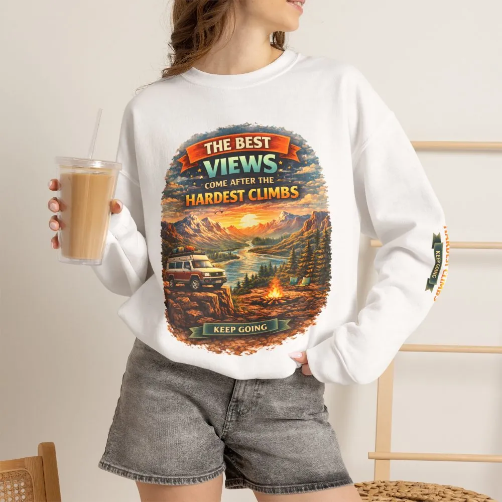 Unisex Heavy Blend™ Crewneck Sweatshirt — "The Best Views" Design Scenic-Line