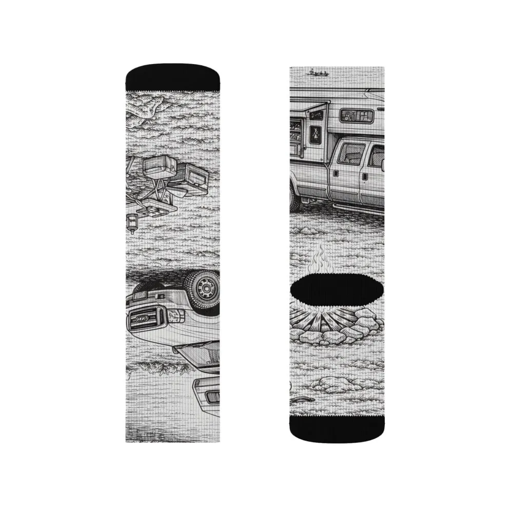 Sublimation Socks — Retro Camper Roadtrip Crew Socks