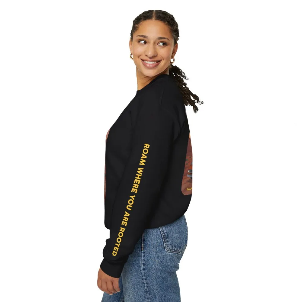 Unisex Heavy Blend™ Crewneck Sweatshirt — "Roam Where You Are Rooted" Design Sitcom-Line