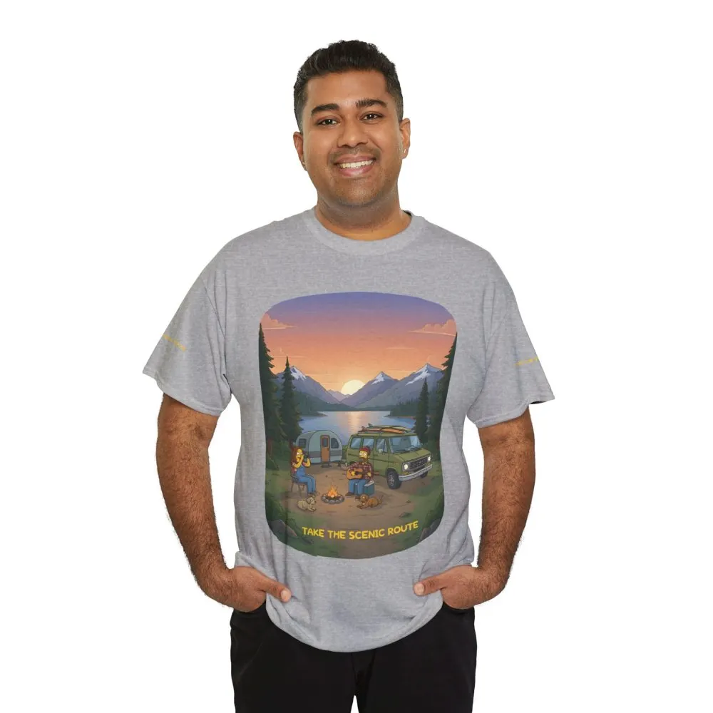 Unisex Heavy Cotton Tee — "Take The Scenic Route" Design Sitcom-Line