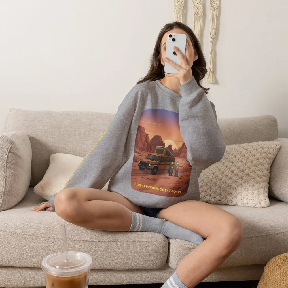 Unisex Heavy Blend™ Crewneck Sweatshirt — "Desert Dreams Dusty Roads" Design Sitcom-Line