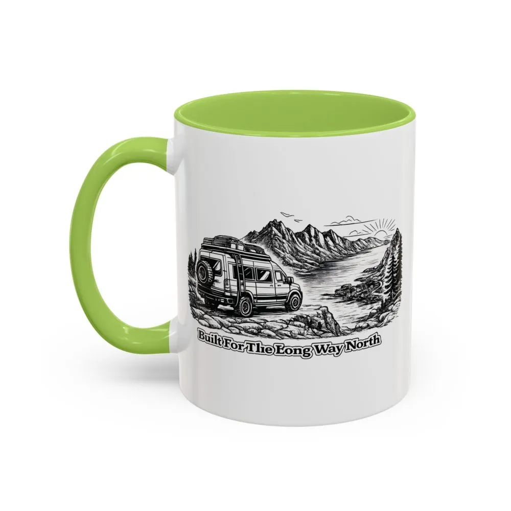 Accent Coffee Mug (11, 15oz) — "Built For The Long Way North" Design Minimal-Line