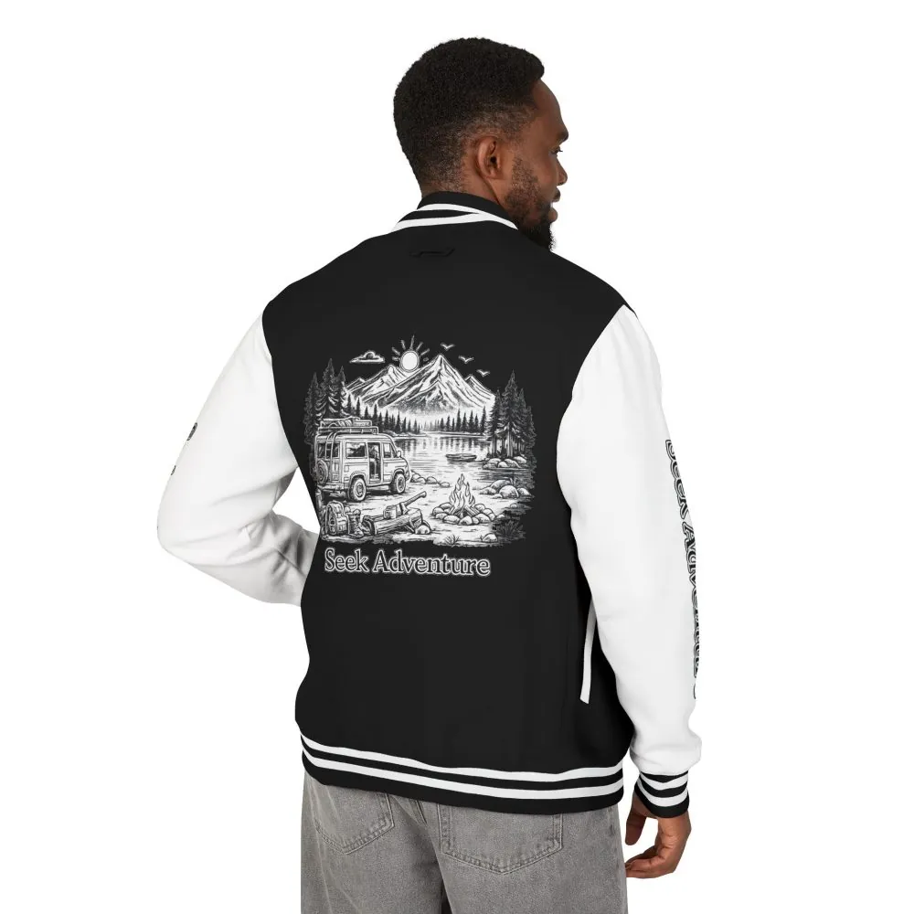 Unisex Heavyweight Letterman Jacket — "Seek Adventure" Travel Varsity Coat