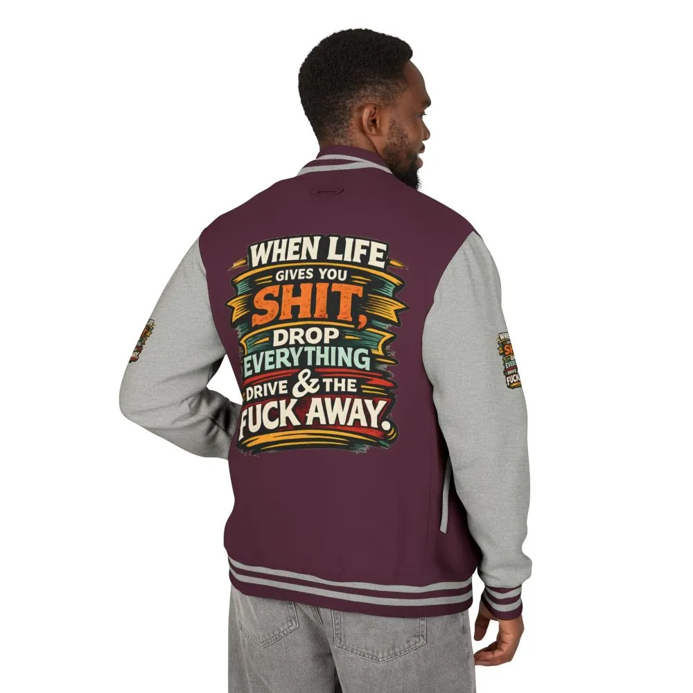 Unisex Heavyweight Letterman Jacket — "When Live Gives You Shit" Design F**K-Line