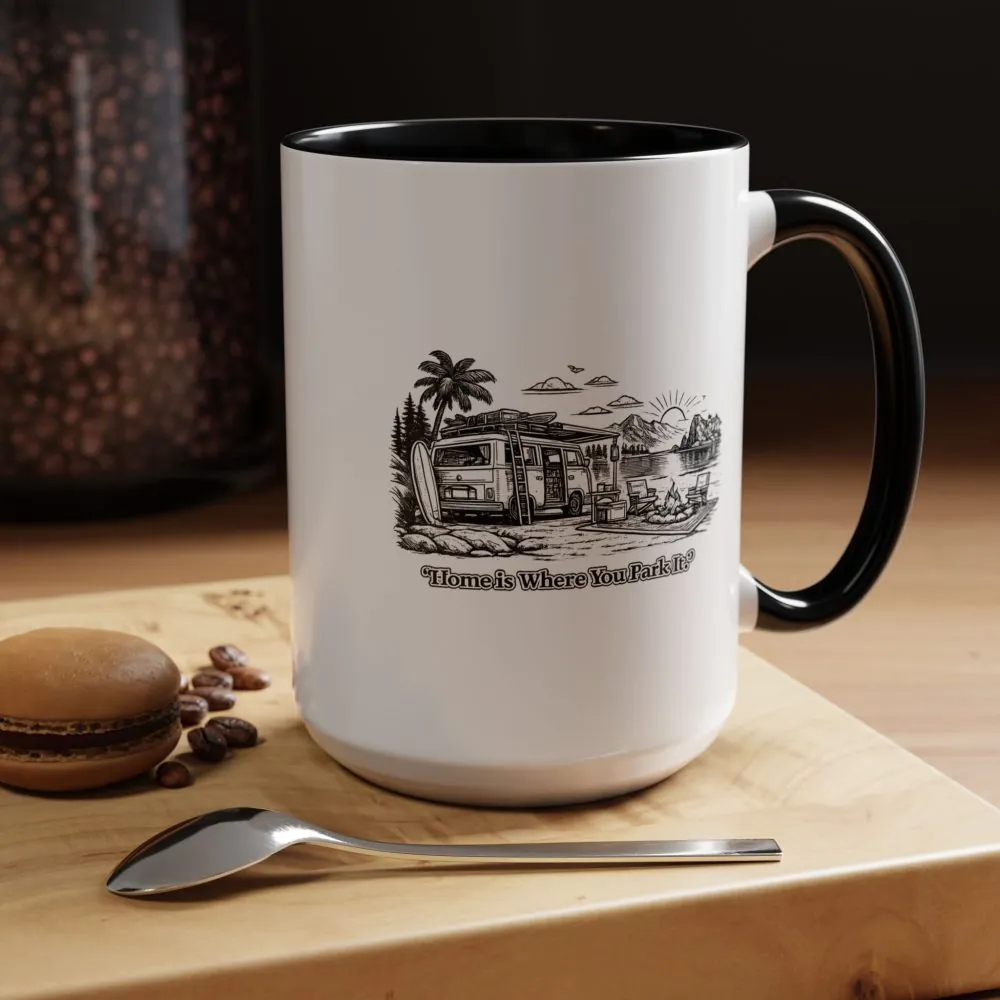 9569444190191326135_2048.jpeg Accent Coffee Mug (11, 15oz) — "Home Is Where You Park It" Design Minimal-Line
