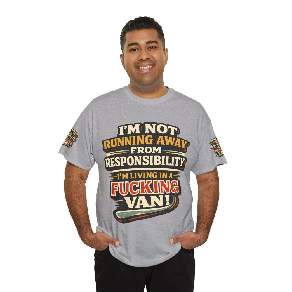 Unisex Heavy Cotton Tee — "I`m Not running Away" Design F**K-Line