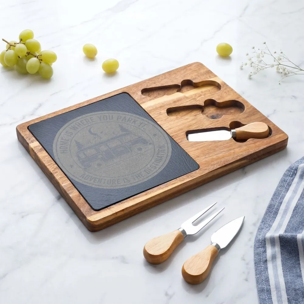 9579930983815515162_2048.jpeg Engraved Charcuterie Board - "Home Is Where You Park It-Adventure is the destination" (4 Variants Available)