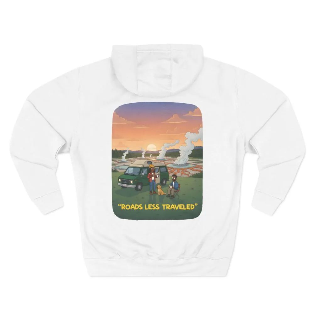 Three-Panel Fleece Hoodie - "Roads Less Traveled" Design Sitcom-Line
