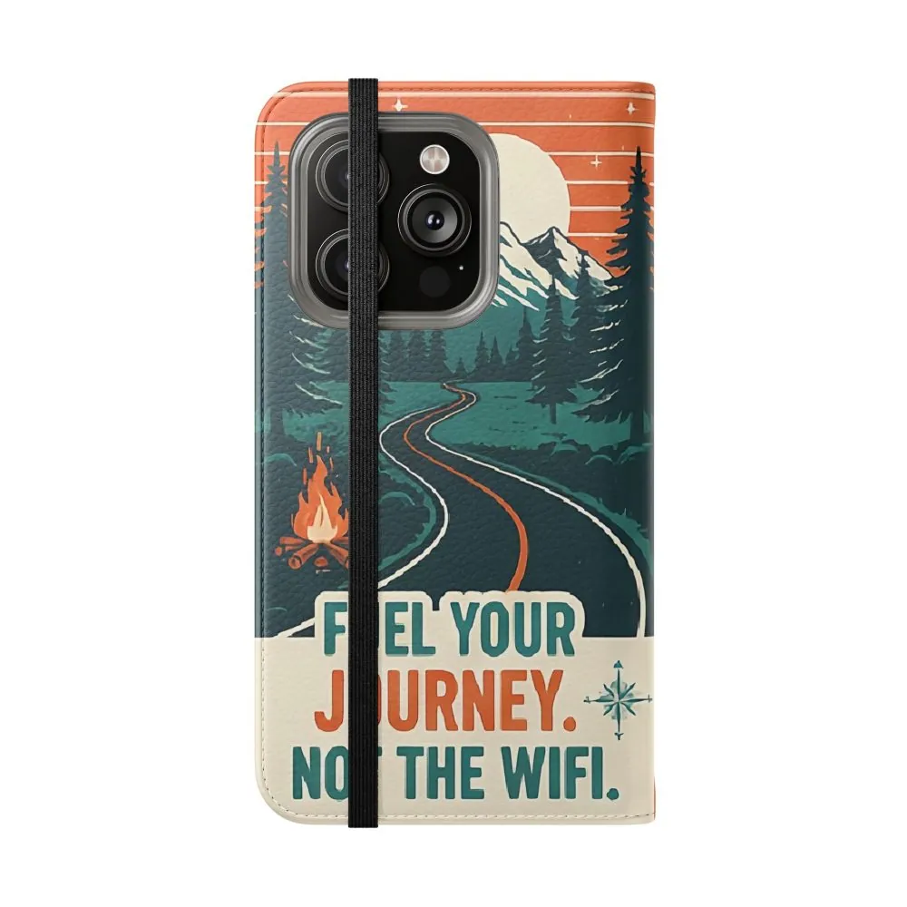 Flip Phone Case — "Adventure Awaits, Fuel Your Journey, Not the WiFi" Wallet Cover