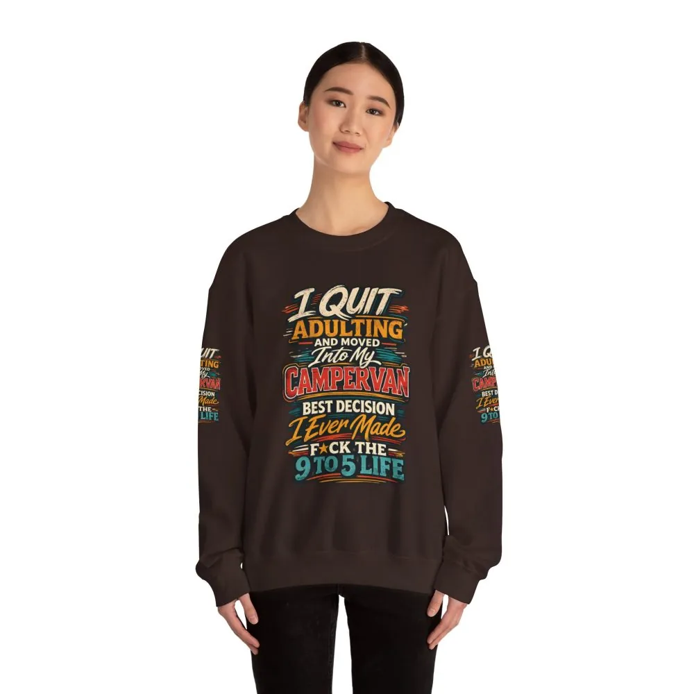 Unisex Heavy Blend™ Crewneck Sweatshirt — "I Quit Adulting" Design F**K-Line