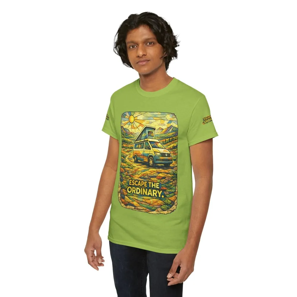 Unisex Heavy Cotton Tee — "Escape The Ordinary" Design Cubic-Line