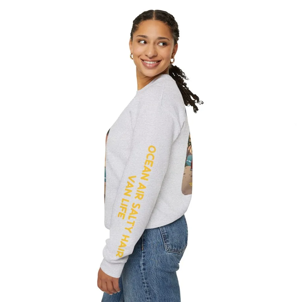 9632116933400622508_2048.jpeg Unisex Heavy Blend™ Crewneck Sweatshirt — "Ocean Air Salty Hair Van Life" Design Sitcom-Line