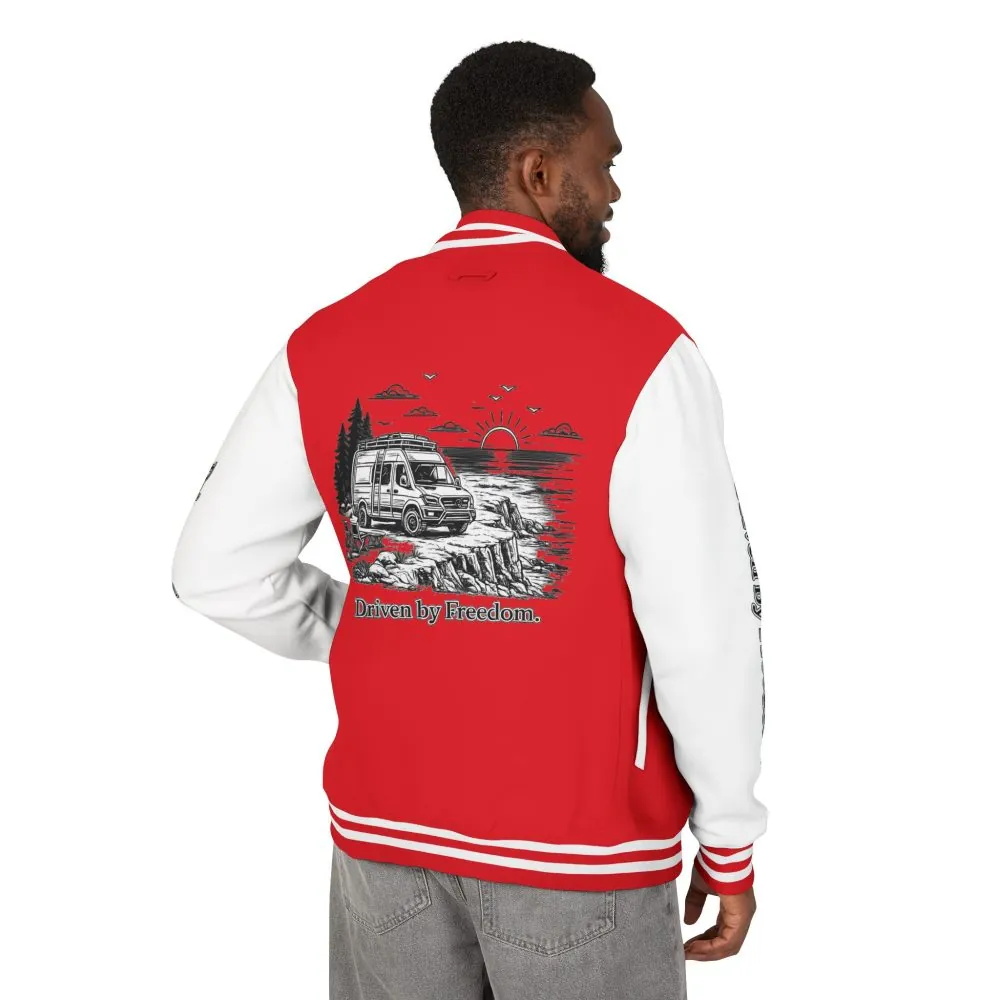 Unisex Heavyweight Letterman Jacket — "Driven By freedom" Travel Varsity Coat
