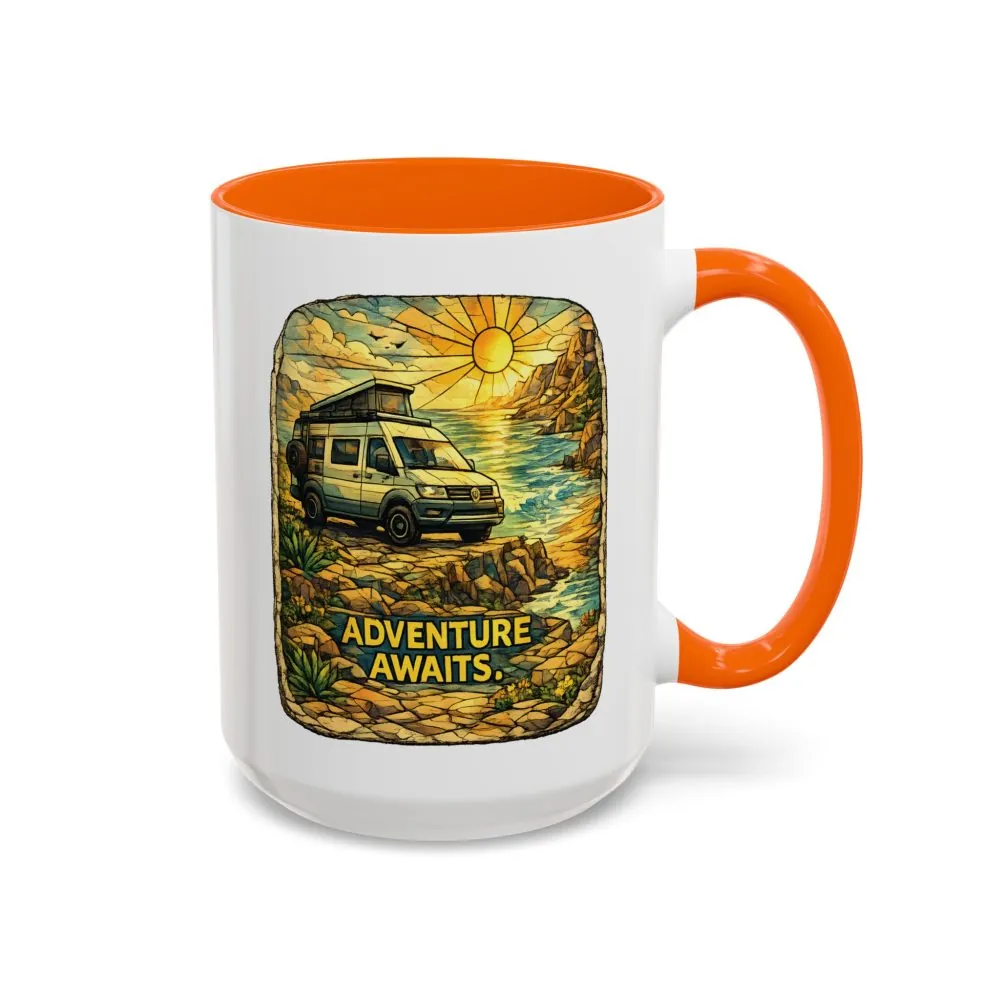 9634888207262946143_2048.jpeg Accent Coffee Mug (11, 15oz) — "Adventure Awaits" Design Cubic-Line