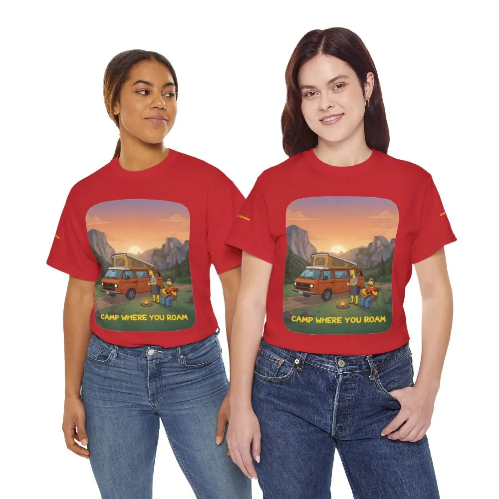 Unisex Heavy Cotton Tee — "Camp Where You Roam" Design Sitcom-Line