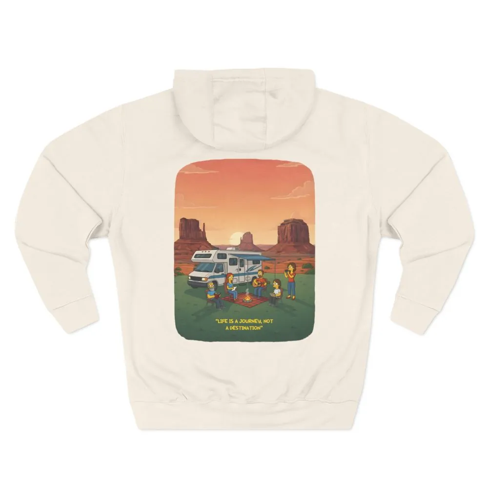 Three-Panel Fleece Hoodie - "Life Is A Journey-Not A Destination" Design Sitcom-Line