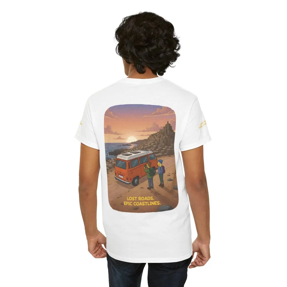 Unisex Heavy Cotton Tee — "Lost Roads Epic Coastlines" Design Sitcom-Line