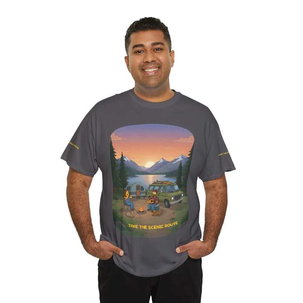 Unisex Heavy Cotton Tee — "Take The Scenic Route" Design Sitcom-Line