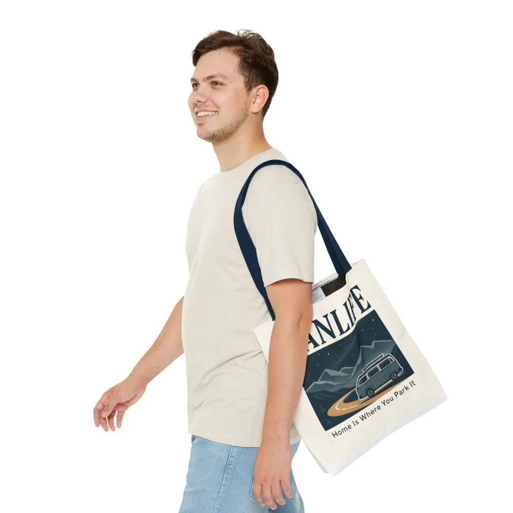 Vanlife Tote Bag — "Vanlife - Home Is Where You Park It" Campervan Beach/Adventure Tote
