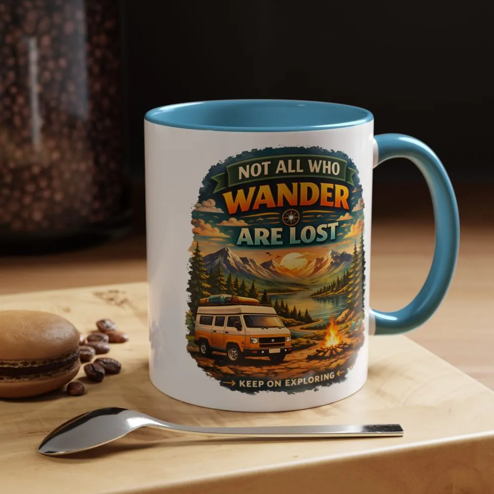 Accent Coffee Mug (11, 15oz) — "Not All Who Wander Are Lost" Design Scenic-Line