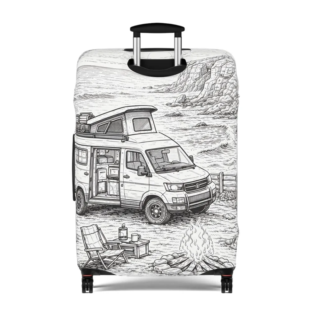 Luggage Cover — Adventure Camper Sketch Travel Suitcase