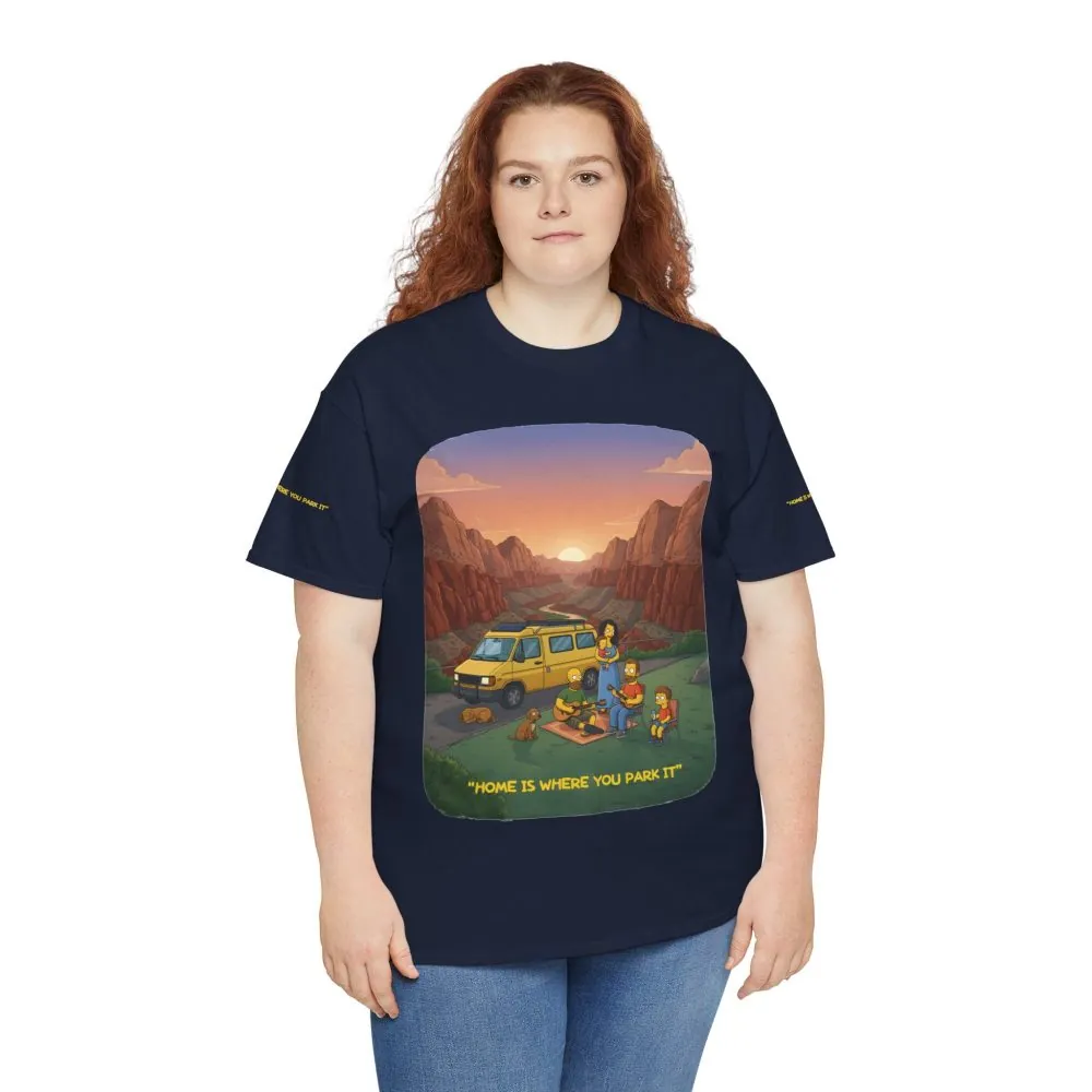 Unisex Heavy Cotton Tee — "Home Is Where You Park It" Design Sitcom-Line