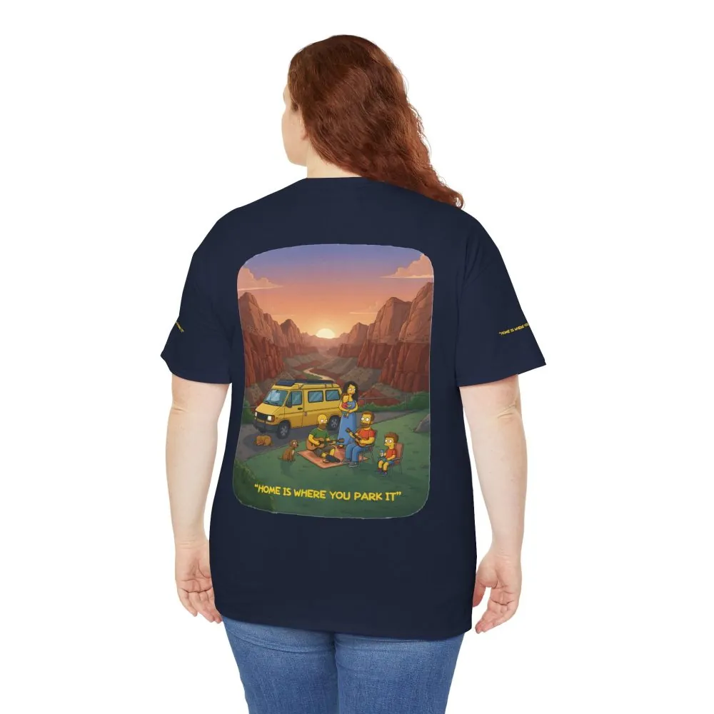 Unisex Heavy Cotton Tee — "Home Is Where You Park It" Design Sitcom-Line