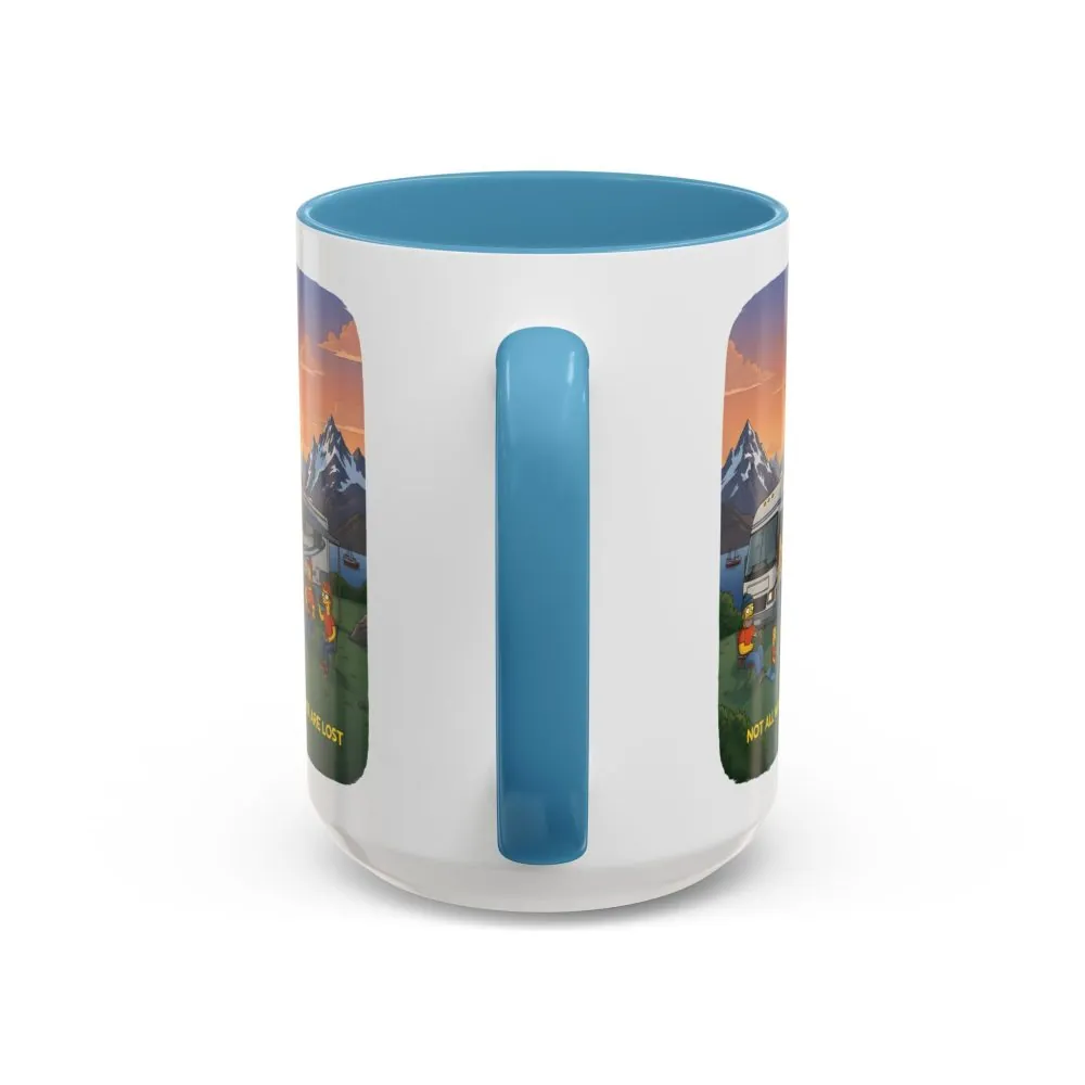 Accent Coffee Mug (11, 15oz) — "Not All Who Wander Are Lost" Design Sitcom-Line