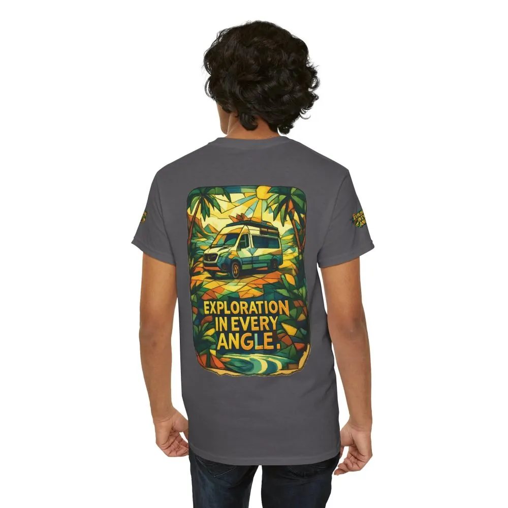 Unisex Heavy Cotton Tee — "Exploration In Every Angle" Design Cubic-Line