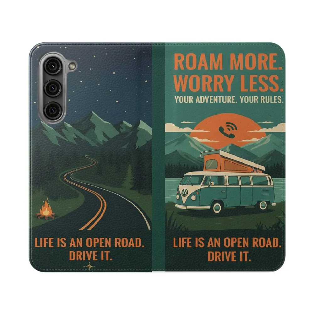 9714731754124673045_2048.jpeg Flip Phone Case — "Roam More Worry Less - Life Is An Open Road" Phone Wallet