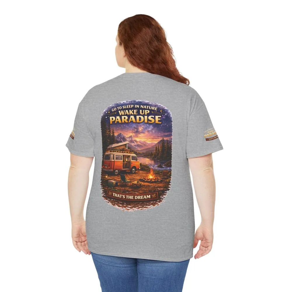 Unisex Heavy Cotton Tee — "Go Sleep In Nature" Design Scenic-Line