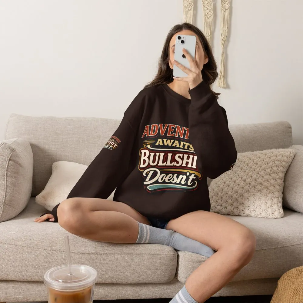 Unisex Heavy Blend™ Crewneck Sweatshirt — "Adventure Awaits" Design F**K-Line