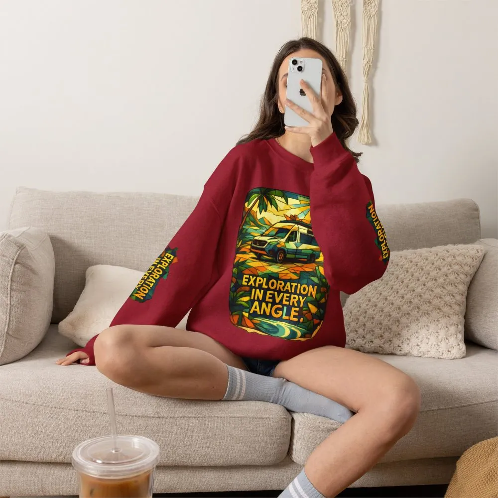 Unisex Heavy Blend™ Crewneck Sweatshirt — "Exploration In Every Angle" Design Cubic-Line
